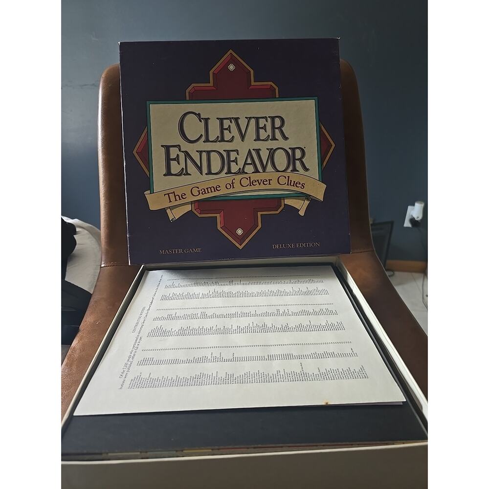 VTG 1989 MindGames Cleaver Endeavor Game of‎ Clever Clues Board Game - Complete